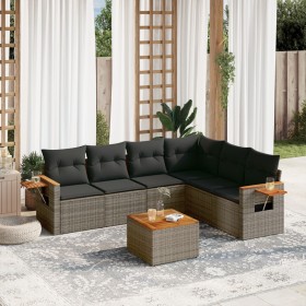 Set de sofás de jardín 7 piezas con cojines ratán PE gris de , Conjuntos de jardín - Ref: Foro24-3226851, Precio: 415,99 €, D...
