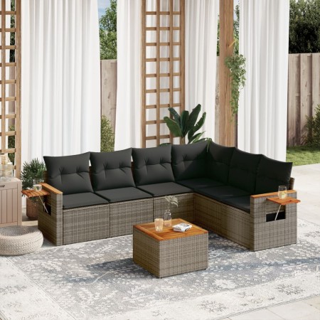Set de sofás de jardín 7 piezas con cojines ratán PE gris de , Conjuntos de jardín - Ref: Foro24-3226851, Precio: 415,99 €, D...