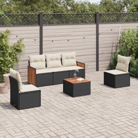 Set de sofás de jardín 6 piezas y cojines ratán sintético negro de , Conjuntos de jardín - Ref: Foro24-3227533, Precio: 332,5...