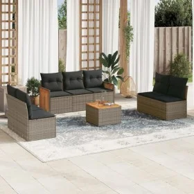 Gartensofagarnitur 8-teilig mit grauen Polstern aus synthetischem Rattan von , Gartensets - Ref: Foro24-3227565, Preis: 458,2...