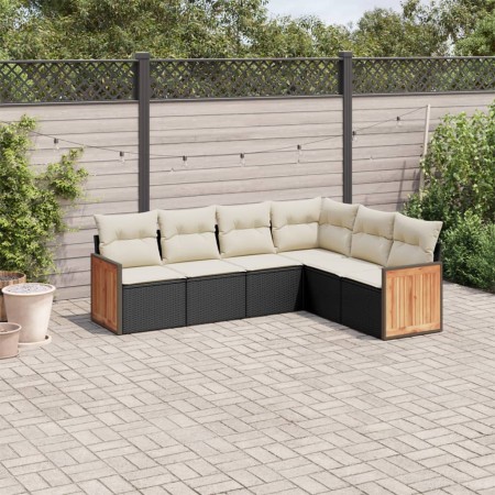 Set de sofás de jardín 6 piezas y cojines ratán sintético negro de , Conjuntos de jardín - Ref: Foro24-3227680, Precio: 347,6...