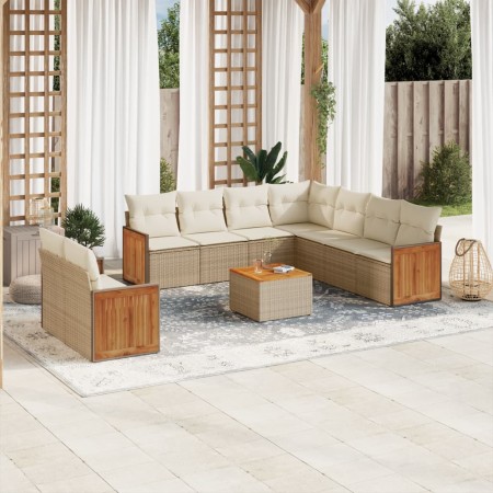 Juego de sofás jardín con cojines beige 10 pzas ratán sintético de , Conjuntos de jardín - Ref: Foro24-3227787, Precio: 624,1...