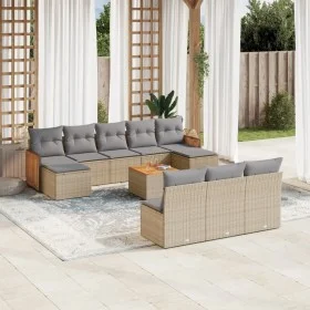 Set de sofás de jardín 11pzas con cojines ratán sintético beige de , Conjuntos de jardín - Ref: Foro24-3228075, Precio: 621,1...