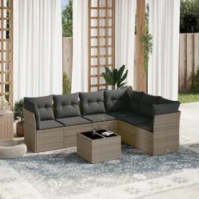 Set de sofás de jardín 7 piezas con cojines ratán PE gris de , Conjuntos de jardín - Ref: Foro24-3249529, Precio: 424,20 €, D...