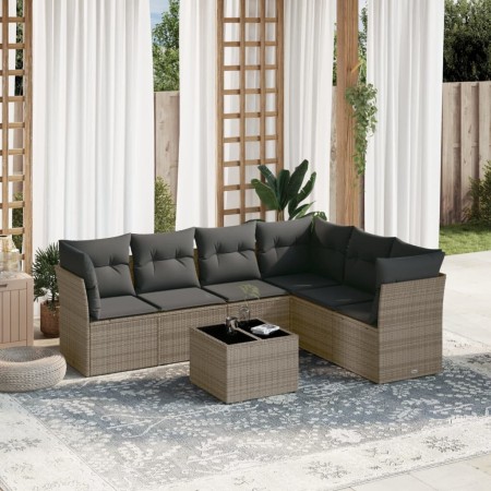 Set de sofás de jardín 7 piezas con cojines ratán PE gris de , Conjuntos de jardín - Ref: Foro24-3249529, Precio: 436,62 €, D...