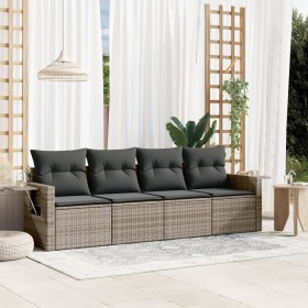 Set de sofás de jardín 4 pzas y cojines ratán sintético gris de , Conjuntos de jardín - Ref: Foro24-3252217, Precio: 274,00 €...