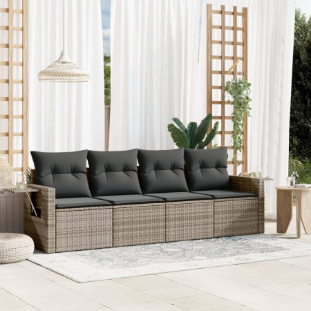 Set de sofás de jardín 4 pzas y cojines ratán sintético gris de , Conjuntos de jardín - Ref: Foro24-3252217, Precio: 274,00 €...