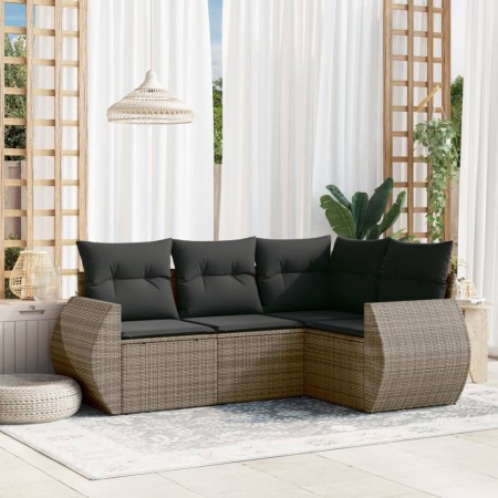 Set de sofás de jardín 4 pzas y cojines ratán sintético gris de , Conjuntos de jardín - Ref: Foro24-3253647, Precio: 319,19 €...