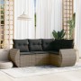Set de sofás de jardín 4 pzas y cojines ratán sintético gris de , Conjuntos de jardín - Ref: Foro24-3253647, Precio: 319,19 €...