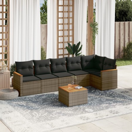 Set de sofás de jardín 7 piezas con cojines ratán PE gris de , Conjuntos de jardín - Ref: Foro24-3258399, Precio: 416,94 €, D...