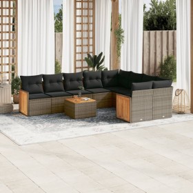 Set de sofás de jardín 10 pzas con cojines ratán sintético gris de , Conjuntos de jardín - Ref: Foro24-3227992, Precio: 581,9...