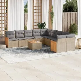 Set de sofás de jardín 11pzas con cojines ratán sintético beige de , Conjuntos de jardín - Ref: Foro24-3228040, Precio: 683,0...