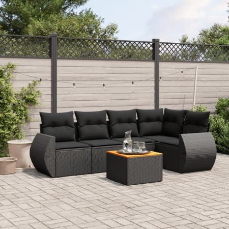 Set de sofás de jardín 6 piezas y cojines ratán sintético negro de , Conjuntos de jardín - Ref: Foro24-3224991, Precio: 392,0...