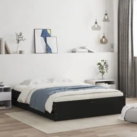 Cama con cajones madera de ingeniería negro 140x200 cm de , Camas y somieres - Ref: Foro24-3207274, Precio: 193,43 €, Descuen...