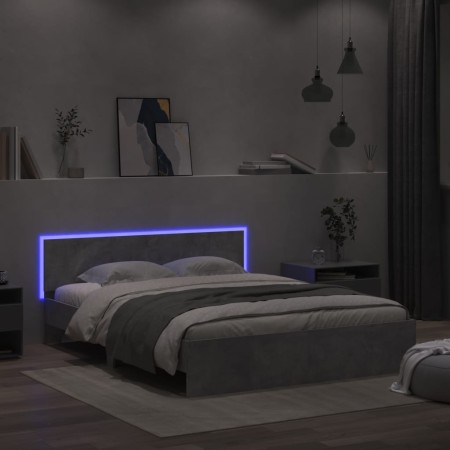 Estructura de cama cabecero y luces LED gris hormigón 160x200cm de , Camas y somieres - Ref: Foro24-3207598, Precio: 200,16 €...