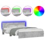 Estructura de cama cabecero y luces LED gris hormigón 160x200cm de , Camas y somieres - Ref: Foro24-3207598, Precio: 200,16 €...