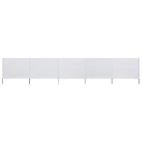 Paravientos de 5 paneles tela blanco arena 600x120 cm de vidaXL, Sombrillas - Ref: Foro24-47160, Precio: 51,15 €, Descuento: %