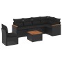Set de comedor de jardín 7 pzas y cojines ratán sintético negro de , Conjuntos de jardín - Ref: Foro24-3258422, Precio: 470,7...