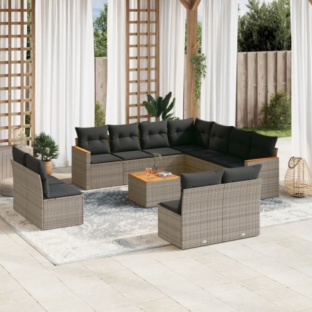 Set de sofás de jardín 12 pzas con cojines ratán sintético gris de , Conjuntos de jardín - Ref: Foro24-3258497, Precio: 655,3...