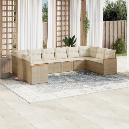 Juego de sofás jardín con cojines beige 10 pzas ratán sintético de , Conjuntos de jardín - Ref: Foro24-3258726, Precio: 643,0...