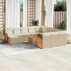 Set sofás de jardín con cojines 13 pzas ratán sintético beige de , Conjuntos de jardín - Ref: Foro24-3260672, Precio: 912,34 ...