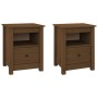 Mesitas de noche 2 uds madera de pino marrón miel 40x35x49 cm de vidaXL, Mesitas de noche - Ref: Foro24-813716, Precio: 71,51...