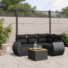 Set de muebles de jardín 5 pzas y cojines ratán sintético negro de , Conjuntos de jardín - Ref: Foro24-3224984, Precio: 366,1...