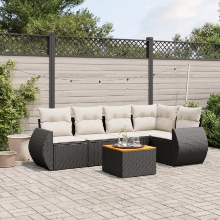 Set de sofás de jardín 6 piezas y cojines ratán sintético negro de , Conjuntos de jardín - Ref: Foro24-3224992, Precio: 364,3...