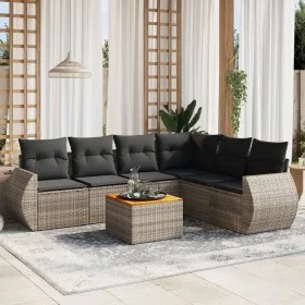 Set de sofás de jardín 7 piezas con cojines ratán PE gris de , Conjuntos de jardín - Ref: Foro24-3225024, Precio: 441,96 €, D...