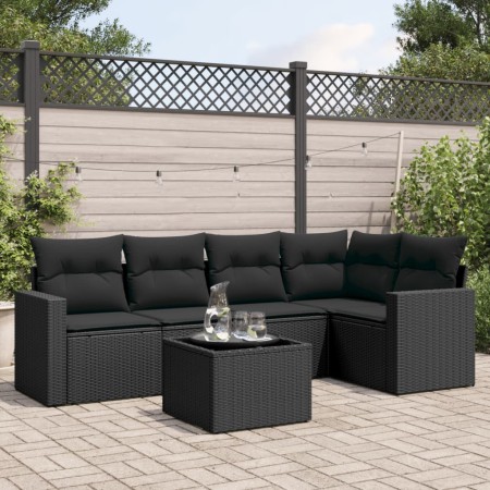 Set de sofás de jardín 6 piezas y cojines ratán sintético negro de , Conjuntos de jardín - Ref: Foro24-3218925, Precio: 386,9...