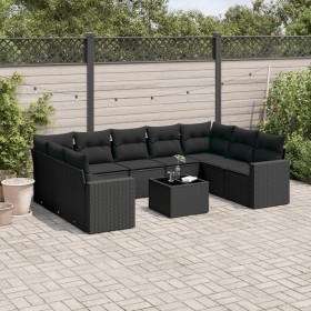 Set de sofás de jardín 10 pzas cojines ratán sintético negro de , Conjuntos de jardín - Ref: Foro24-3219395, Precio: 621,95 €...