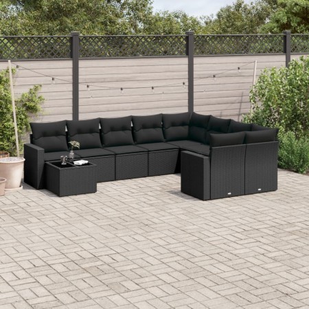 Set de sofás de jardín 10 pzas cojines ratán sintético negro de , Conjuntos de jardín - Ref: Foro24-3219445, Precio: 621,95 €...