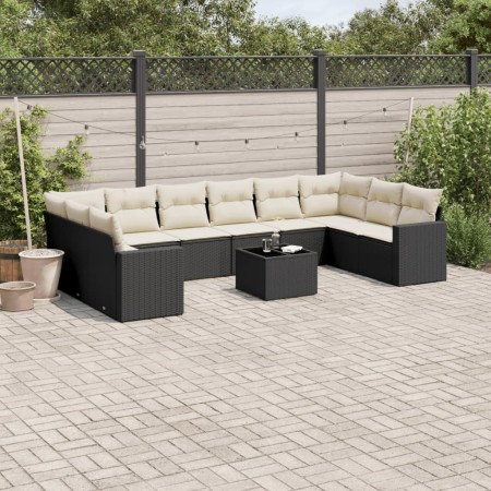 Set de sofás de jardín 11 pzas y cojines ratán sintético negro de , Conjuntos de jardín - Ref: Foro24-3219466, Precio: 600,08...