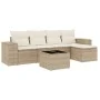 Garden sofa set with cushions 6 pieces beige synthetic rattan by , Modular outdoor sofas - Ref: Foro24-3222497, Price: 402,51...