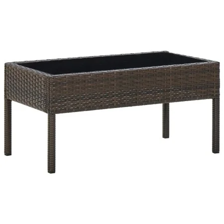 Mesa de jardín ratán sintético marrón 75x40x37 cm de vidaXL, Mesas de jardín - Ref: Foro24-45903, Precio: 75,23 €, Descuento: %