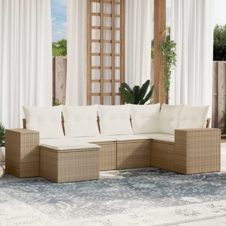Juego de sofás jardín con cojines 6 pzas ratán sintético beige de , Conjuntos de jardín - Ref: Foro24-3222857, Precio: 414,16...