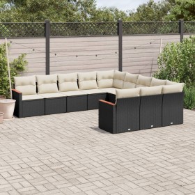 Set de sofás de jardín 11 pzas y cojines ratán sintético negro de , Conjuntos de jardín - Ref: Foro24-3258829, Precio: 646,88...