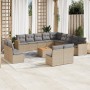 Set sofás de jardín 14 pzas con cojines ratán sintético beige de , Conjuntos de jardín - Ref: Foro24-3258895, Precio: 852,66 ...