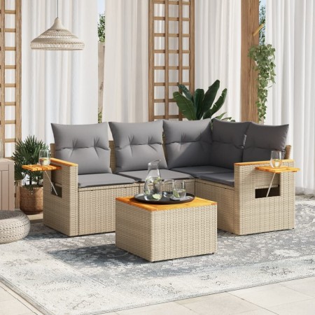 Juego de sofás jardín con cojines 5 pzas ratán sintético beige de , Conjuntos de jardín - Ref: Foro24-3259182, Precio: 358,27...