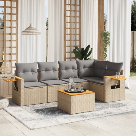 Juego de sofás jardín con cojines 6 pzas ratán sintético beige de , Conjuntos de jardín - Ref: Foro24-3259196, Precio: 410,38...