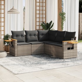 Juego de sofás jardín con cojines 5 pzas ratán sintético gris de , Conjuntos de jardín - Ref: Foro24-3259204, Precio: 349,35 ...