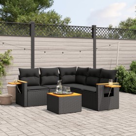 Set de sofás de jardín 6 piezas y cojines ratán sintético negro de , Conjuntos de jardín - Ref: Foro24-3259206, Precio: 436,7...