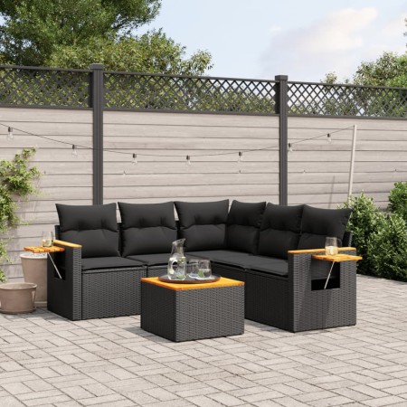 Set de sofás de jardín 6 piezas y cojines ratán sintético negro de , Conjuntos de jardín - Ref: Foro24-3259206, Precio: 436,7...