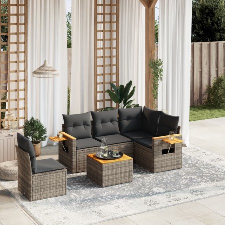 Set de muebles de jardín 6 pzas y cojines ratán sintético gris de , Conjuntos de jardín - Ref: Foro24-3259225, Precio: 385,91...