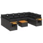 Set de sofás de jardín 10 pzas cojines ratán sintético negro de , Conjuntos de jardín - Ref: Foro24-3259521, Precio: 682,50 €...