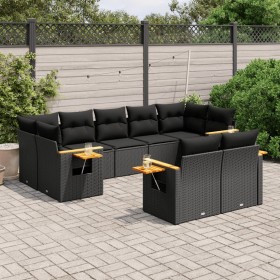 Set de sofás de jardín 8 piezas y cojines ratán sintético negro de , Conjuntos de jardín - Ref: Foro24-3259528, Precio: 650,5...