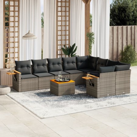 Set de sofás de jardín 10 pzas con cojines ratán sintético gris de , Conjuntos de jardín - Ref: Foro24-3259554, Precio: 625,4...
