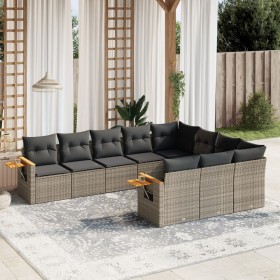 Set de sofás de jardín 10 pzas con cojines ratán sintético gris de , Conjuntos de jardín - Ref: Foro24-3259582, Precio: 608,5...