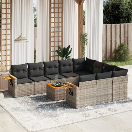 Set de sofás de jardín 11 pzas y cojines ratán sintético gris de , Conjuntos de jardín - Ref: Foro24-3259589, Precio: 648,51 ...