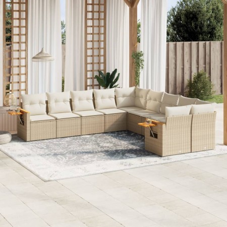 Juego de sofás jardín con cojines beige 10 pzas ratán sintético de , Conjuntos de jardín - Ref: Foro24-3259594, Precio: 663,2...